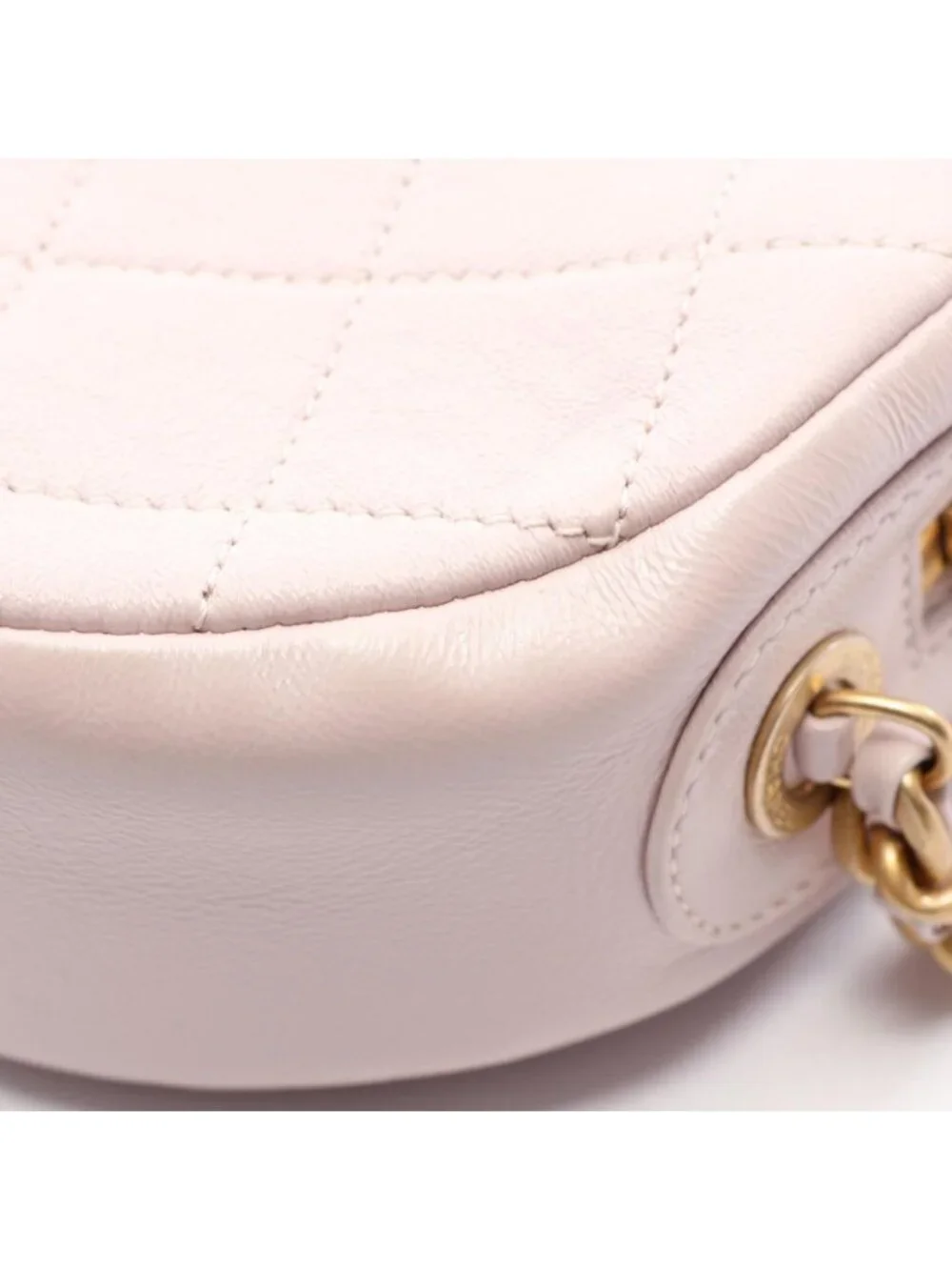 Chanel Shoulder Bag Quilted Round Mini Baby Pink Leather Chain